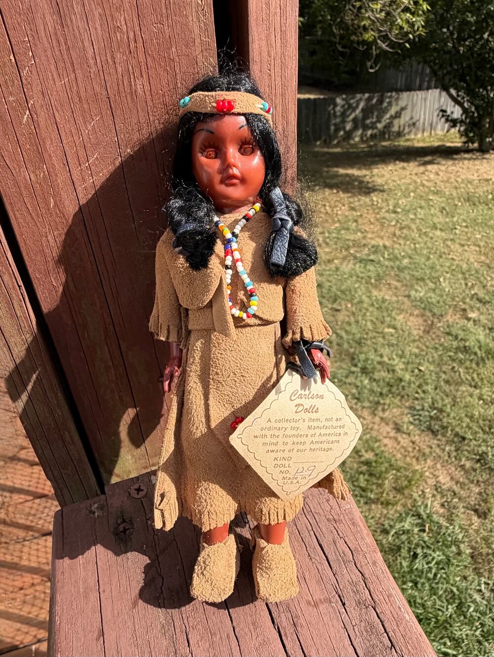Vintage Carlson Doll 12-9 Shoshoni Princess 7.5" Native American Papoose Tag